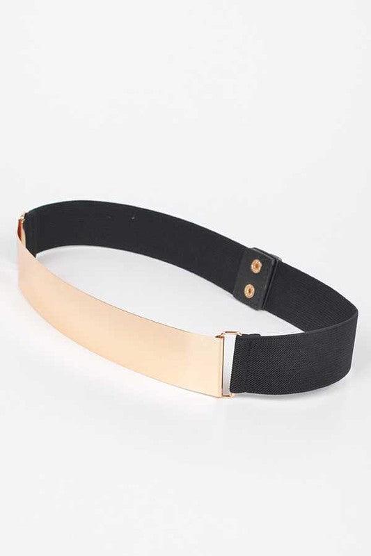 Iconic Metal Plaque Elastic Belt – Statement Piece NY display picture 1