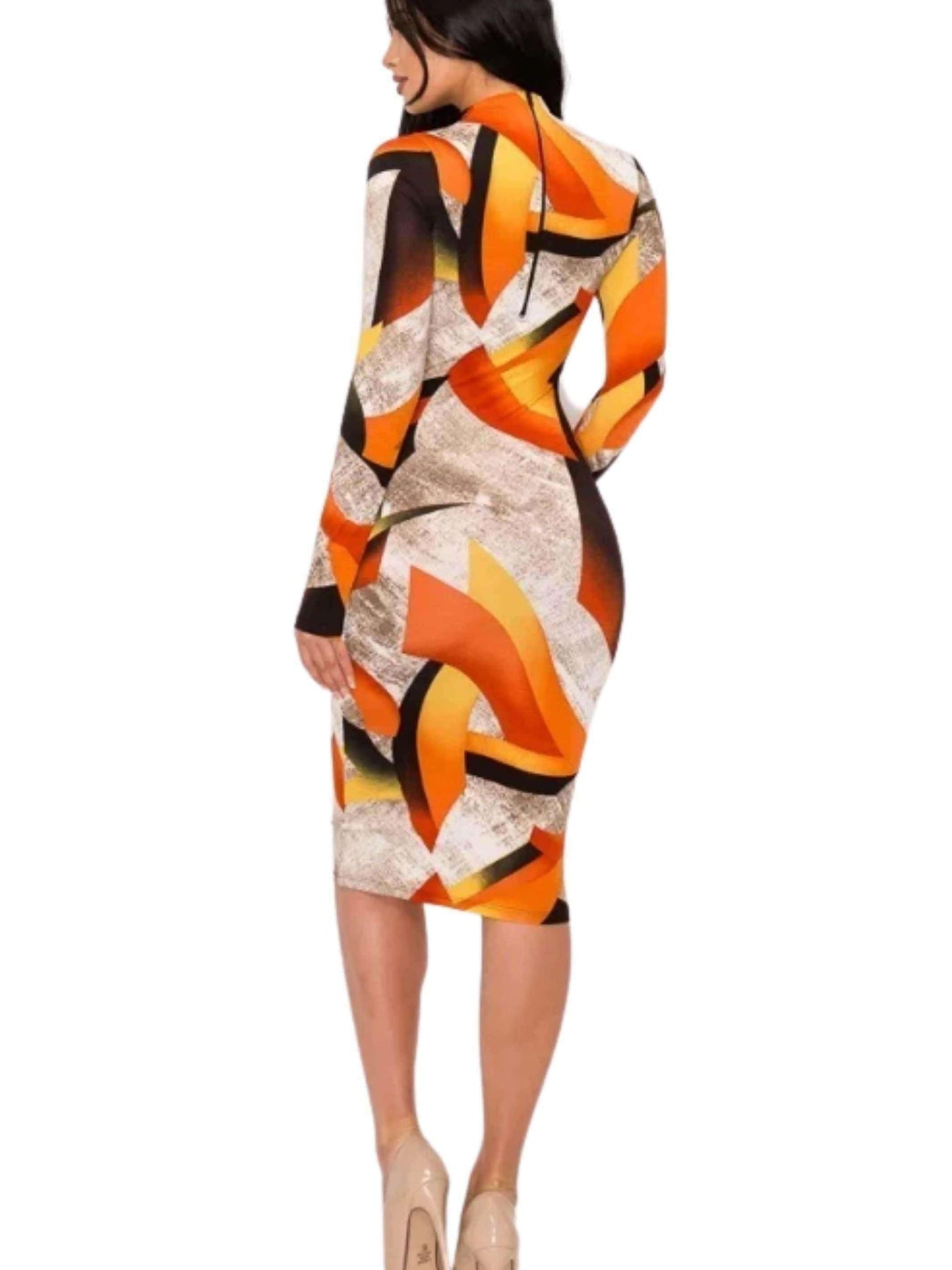 Cage of Heroes | Print Midi Dress - Statement Piece NY _tab_size-chart, Brooklyn Boutique, Brown, burnt orange midi dress, chic, dress, Dresses, Fall, Fall Fashion, Long Sleeve, long sleeve midi dress, Midi Dress, midi dress with sleeves, Misses, not clearance, Orange, print long sleeve midi dress, print midi dress, Standard Fall, statement, Statement Clothing, statement piece, Statement Piece Boutique, statement piece ny, Statement Pieces, Statement Pieces Boutique, Women's Boutique Statement Dresses