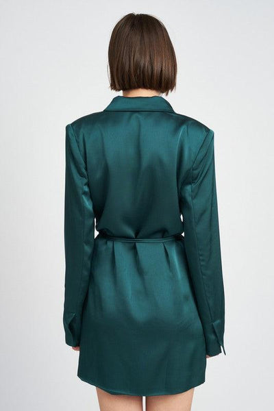 Contemporary Chic | Wrapped Blazer Mini Dress with Drawstring - Statement Piece NY