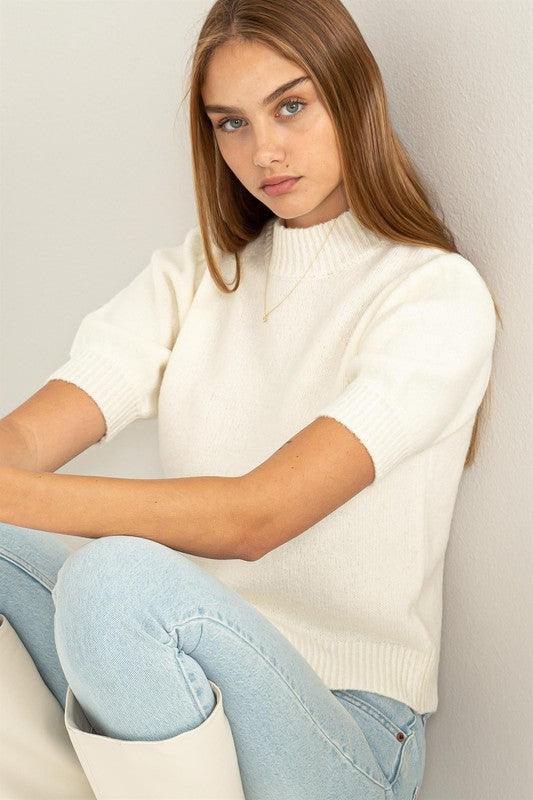 Lovely Embrace | Puff Sleeve Sweater Top - Statement Piece NY