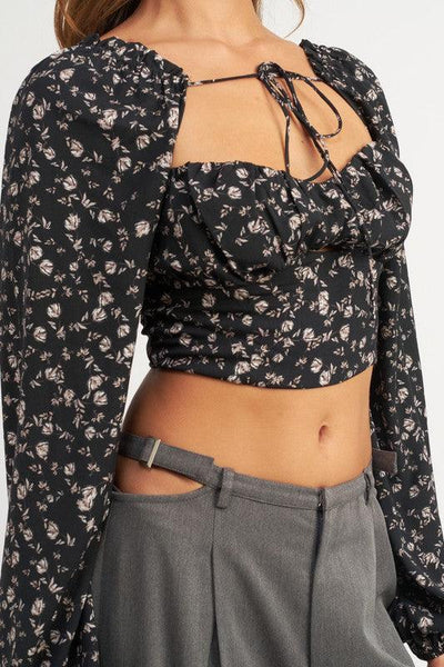 Tie Front Floral Blouse - Statement Piece NY