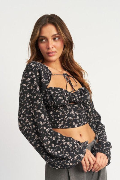 Tie Front Floral Blouse - Statement Piece NY