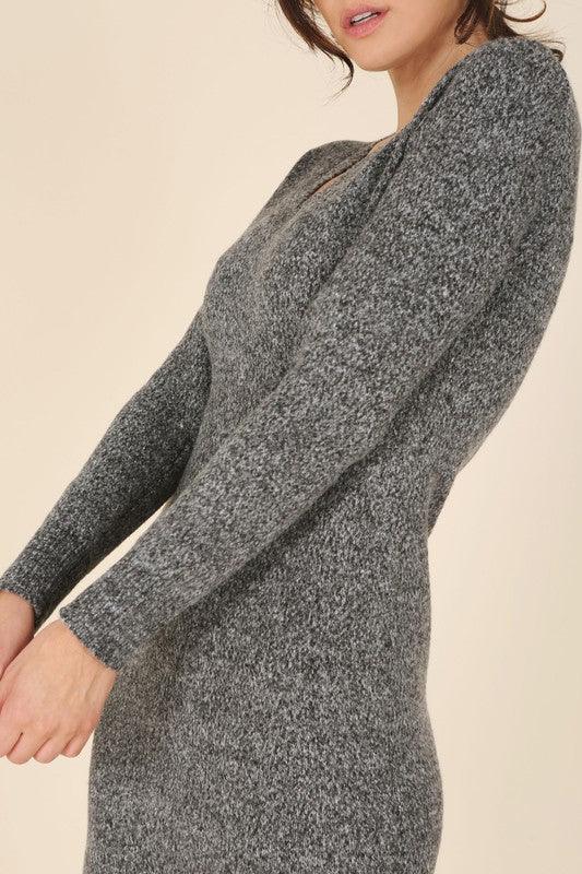 V-Neck Sweater Maxi Dress - Statement Piece NY