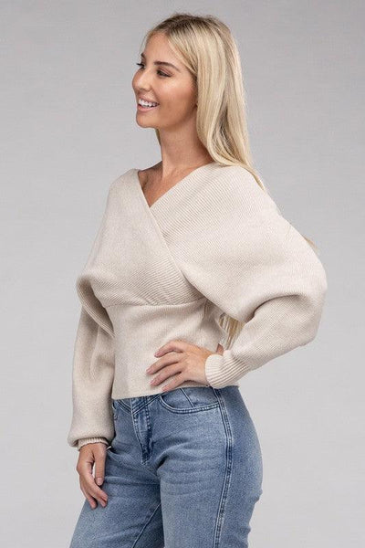 Viscose Cross Wrap Pullover Sweater - Statement Piece NY