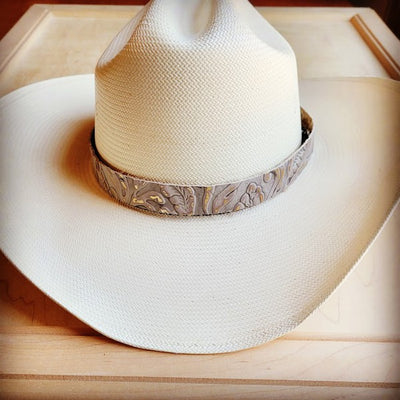 Cunty to Country Gilded Cowboy Turquoise Embossed Leather Hat Band