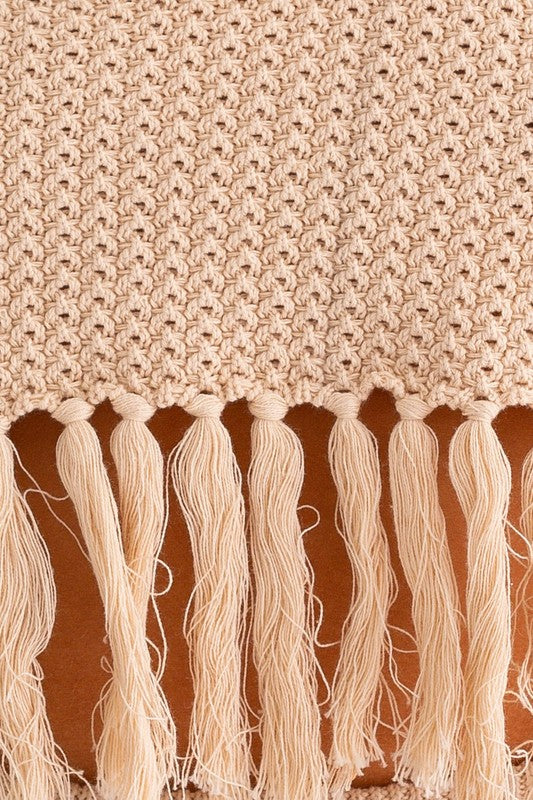 Boho Chic | Tassel Detail Spaghetti Sweater Crop Top