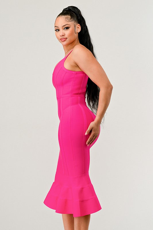 Pink Mermaid Bandage Dress