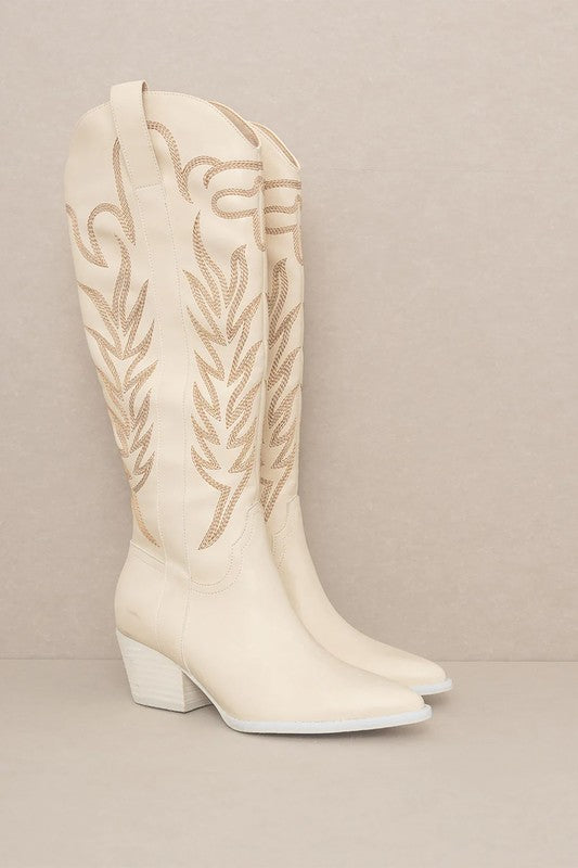 Embroidery Western Knee High Boots