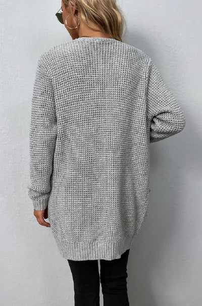 Cozy Sophistication | Open Front Waffle Sweater Cardigan