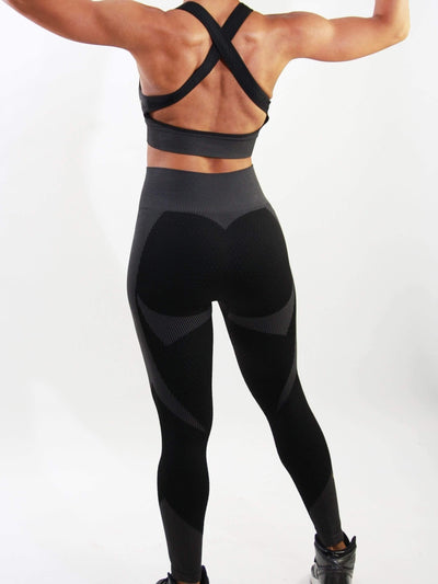 Atomic Block | Seamless Activewear Set Grey/Black SIZE LARGE - Statement Piece NY _tab_size-chart, Black, Brooklyn Boutique, chic, clearance, final, final sale, Grey, leggings, Lounge, Misses, not clearance, Set, Sets, Ships from USA, SPNY Exclusive, sports bra, statement lounge, statement piece, Statement Piece Boutique, statement piece ny, Statement Pieces, Statement Pieces Boutique, Women's Boutique Statement Lounge