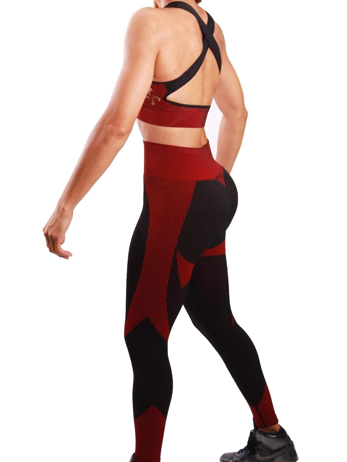 Atomic Block | Seamless Activewear Set Red/Black SIZE LARGE - Statement Piece NY _tab_size-chart, Black, Brooklyn Boutique, chic, clearance, final, final sale, Last One, leggings, Lounge, Misses, Red, Set, Sets, Ships from USA, SPNY Exclusive, sports bra, squat proof, squatproof, statement lounge, statement piece, Statement Piece Boutique, statement piece ny, Statement Pieces, Statement Pieces Boutique, Women's Boutique Statement Lounge