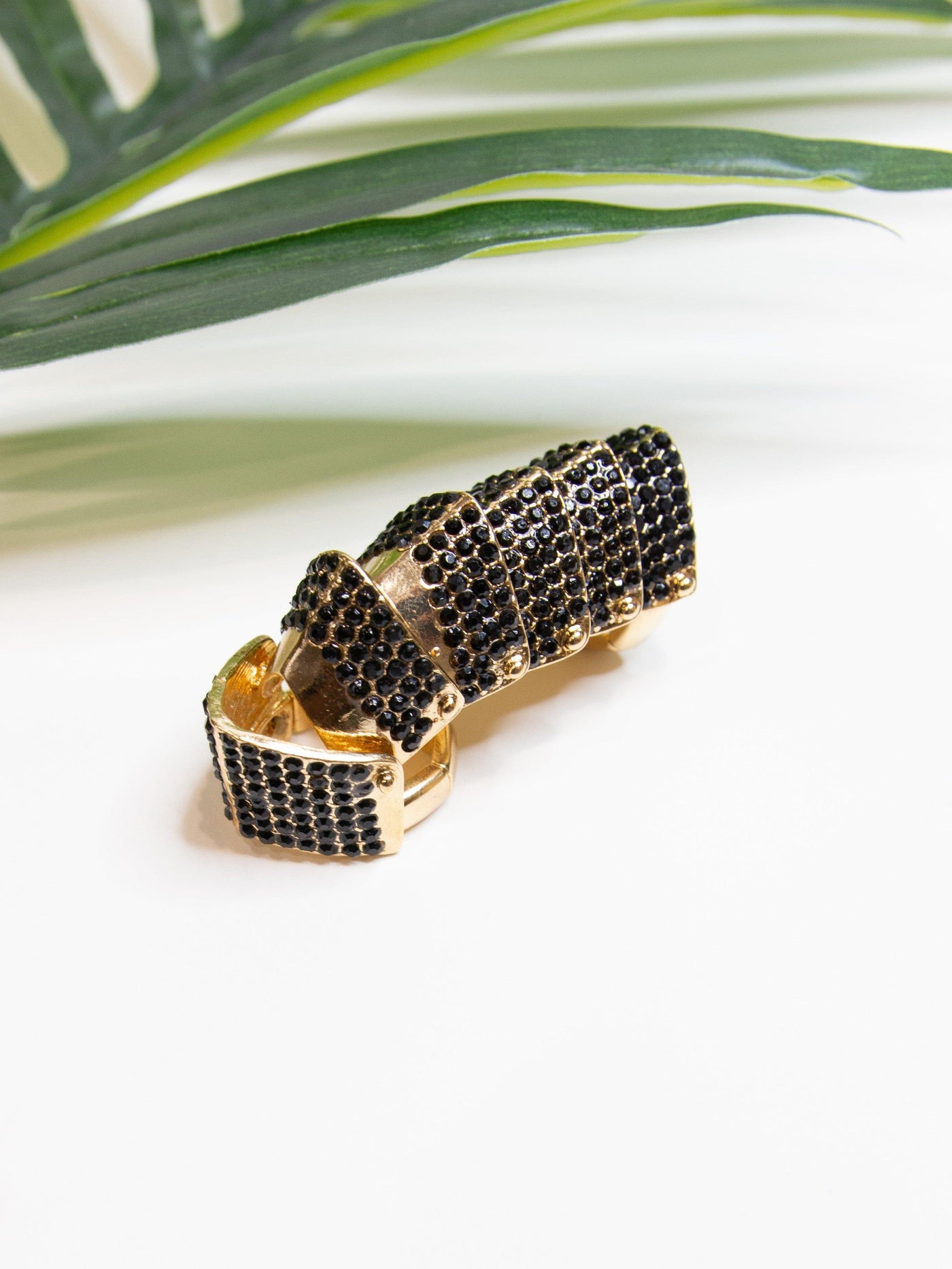 Black Gemstone Full Finger Ring - Statement Piece NY final sale, Statement Accessories Rings