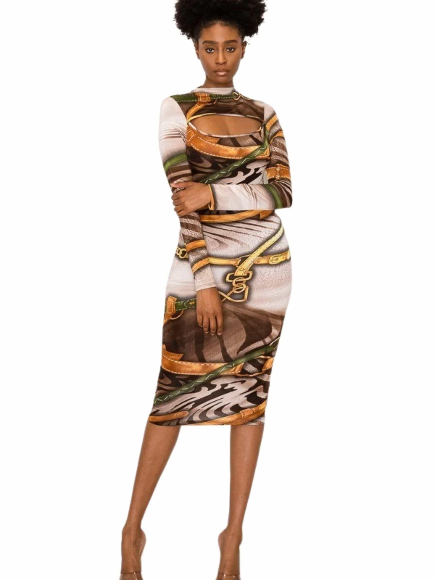 Cage of Wonders | Print Midi Dress - Statement Piece NY _tab_size-chart, Brooklyn Boutique, Brown, brown midi dress, chic, dress, Dresses, Fall, Fall Fashion, Long Sleeve, long sleeves midi dress, Midi Dress, midi dress with sleeves, Misses, not clearance, print long sleeve midi dress, print midi dress, Ships from USA, Standard Fall, statement, Statement Clothing, statement piece, Statement Piece Boutique, statement piece ny, Statement Pieces, Statement Pieces Boutique, Women's Boutique Statement Dresses