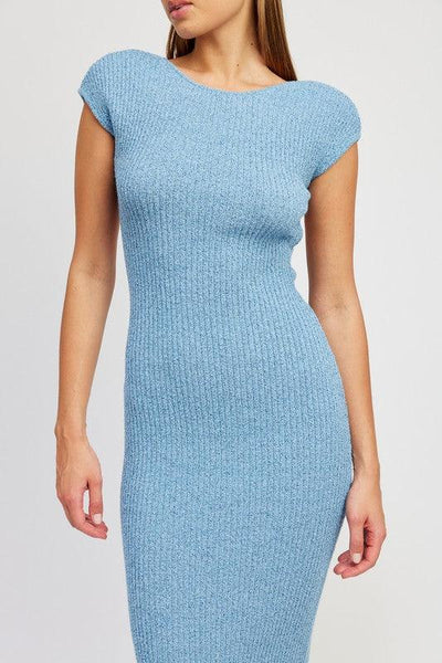 Cap Sleeve Bodycon Dress with Open Back - Statement Piece NY