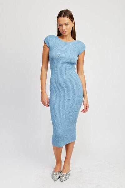 Cap Sleeve Bodycon Dress with Open Back - Statement Piece NY