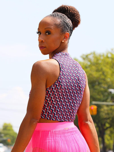 Chess Not Checkers | Crop Top - Statement Piece NY Brooklyn Boutique, checkers, chess, chess not checkers, comfy, crop, crop top, Crop Tops, cute crop top, cute summer crop top, final sale, Green, Misses, mock neck crop top, multi, neon green crop top, neon pink crop top, Pink, Sleeveless, statement, Statement Clothing, statement piece, Statement Piece Boutique, statement piece ny, Statement Pieces, Statement Pieces Boutique, statement top, statement tops, Summer, Tops, Women's Boutique Statement Tops
