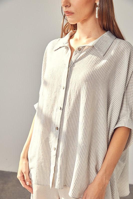 Classy & Striped | Button Up Collared Shirt - Statement Piece NY