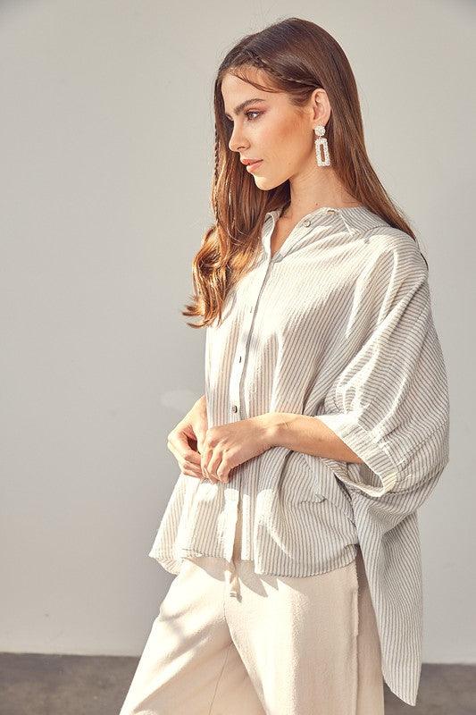 Classy & Striped | Button Up Collared Shirt - Statement Piece NY