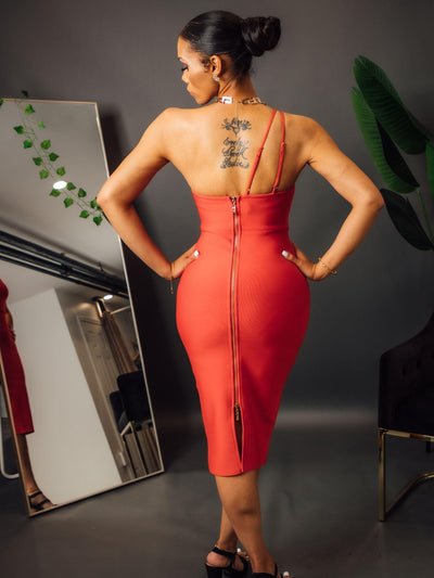 Classy in Red | Asymmetrical Neck Dress - Statement Piece NY