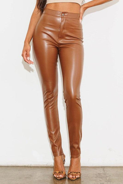 Cognac Couture | Vegan Leather Skinny Pants - Statement Piece NY