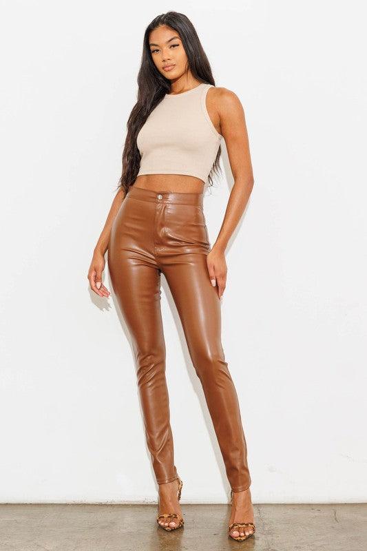 Cognac Couture | Vegan Leather Skinny Pants - Statement Piece NY