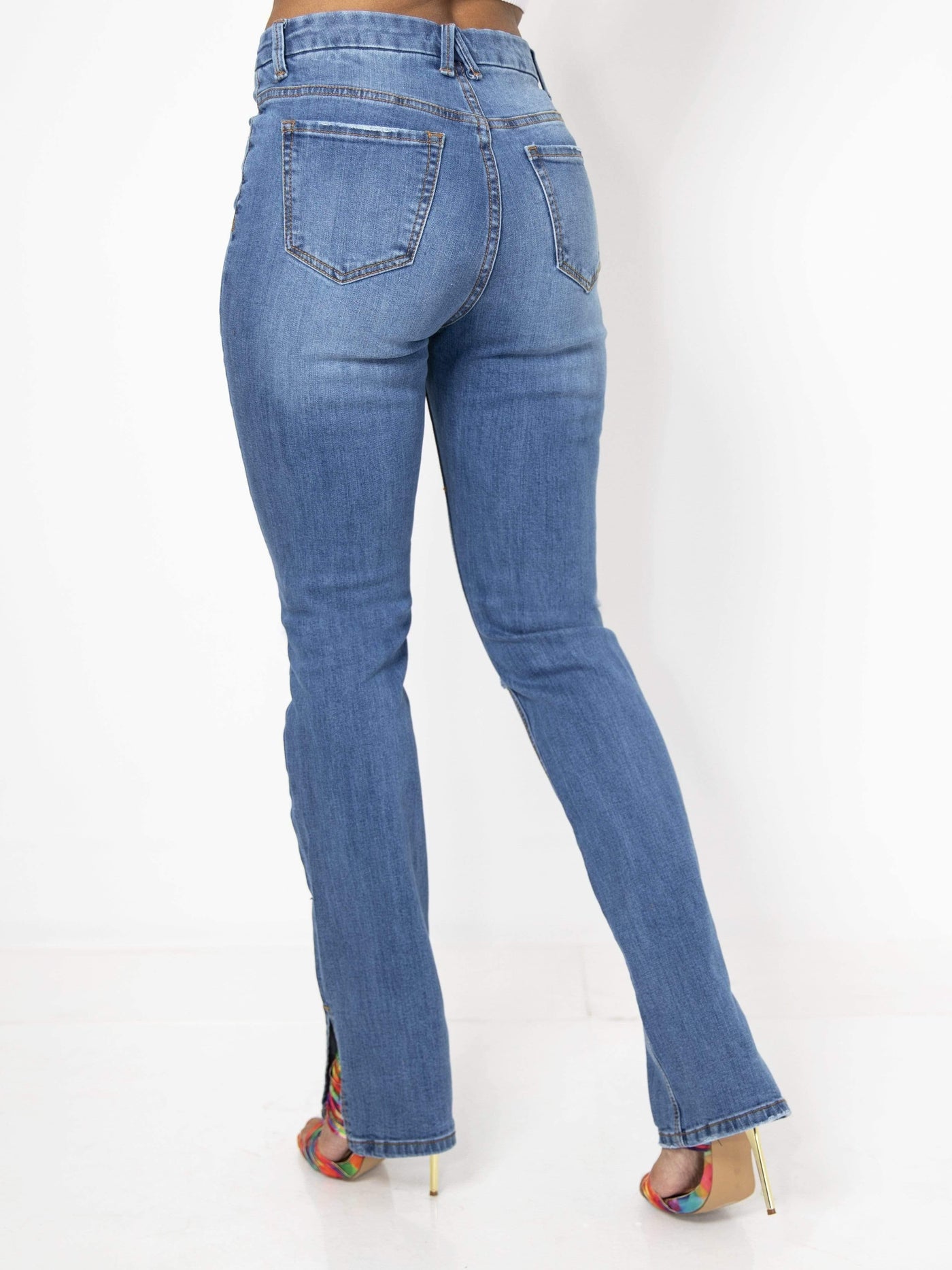 Concrete Rose | High Rise Distressed Jeans - Statement Piece NY basic, Blue, Bottom, Bottoms, casual, chic, Denim, Distressed, Fall, jeans, Long Pants, Misses, skinny fit, skinny pants, statement, Statement Clothing, statement piece, statement piece ny Statement Bottoms