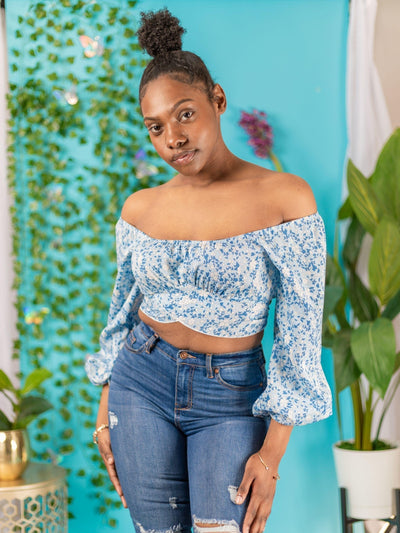 Ditsy Floral Crisscross Cropped Top | Sky Blue - Statement Piece NY _tab_final-sale, Crop Top, Crop Tops, cute crop top, cute summer crop top, cute top, Cute Tops, final, final sale, sexy top, statement, Statement Clothing, statement piece, Statement Piece Boutique, statement piece ny, Statement Pieces, Statement Pieces Boutique, statement top, statement tops, top, tops, XL 