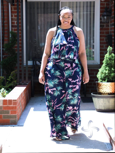 Flamingo Deep | PLUS Top & Palazzo Pants Set - Statement Piece NY _tab_plus-size-size-chart, beach, Blue, Bottom, Bottoms, curvy, Fall, final sale, flamingo, flamingo deep, Navy, Navy/Multi, palazzo, Palazzo Fit, Plus Size, Plus Size Sets, Plus Sizes, Set, Sets, Sleeveless, Statement Clothing, statement piece, statement piece ny, Summer, top, tops, tropical, Vacation, XL Statement Plus