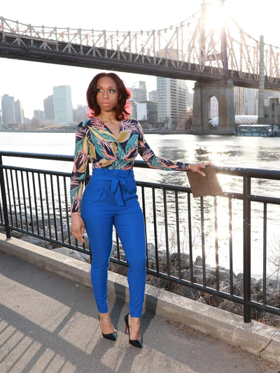 Flatter Wave | Paperbag Waist Pants Blue - Statement Piece NY _tab_size-chart, Blossom 2021, Blue, Bottom, Bottoms, Brooklyn Boutique, chic, Long Pants, Misses, not clearance, Ships from USA, Skinny Fit, SPNY Exclusive, statement, statement piece, Statement Piece Boutique, statement piece ny, Statement Pieces, Statement Pieces Boutique, Women's Boutique, Workwear Pants