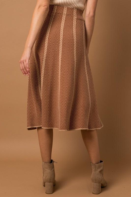 Herringbone Stripe Sweater Skirt - Statement Piece NY