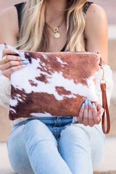 Howdy | Faux Fur Cow Animal Print Clutch - Statement Piece NY Accessories, cute accessories, cute fashion accessories, fashion accessory, final sale, Statement Accessories Handbags