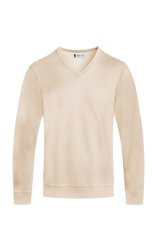 Men’s Solid V-neck Sweater - Statement Piece NY