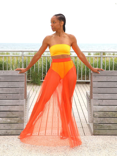 Peek & Spell | Tulle Skirt Set Orange - Statement Piece NY _tab_size-chart, Bottom, Bottoms, Brooklyn Boutique, chic, Colorful, dress, Dresses, final sale, Maxi Skirt, Misses, not clearance, Orange, Set, Sets, sheer, Ships from USA, skirt, so mesh, SPNY Exclusive, statement, statement bottom, Statement Clothing, statement piece, Statement Piece Boutique, statement piece ny, Statement Pieces, Statement Pieces Boutique, Summer, tulle, undergarments, Women's Boutique Statement Bottoms