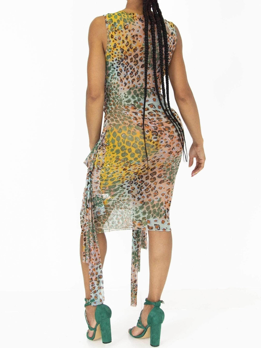 strappy mesh midi dress Print Me Green