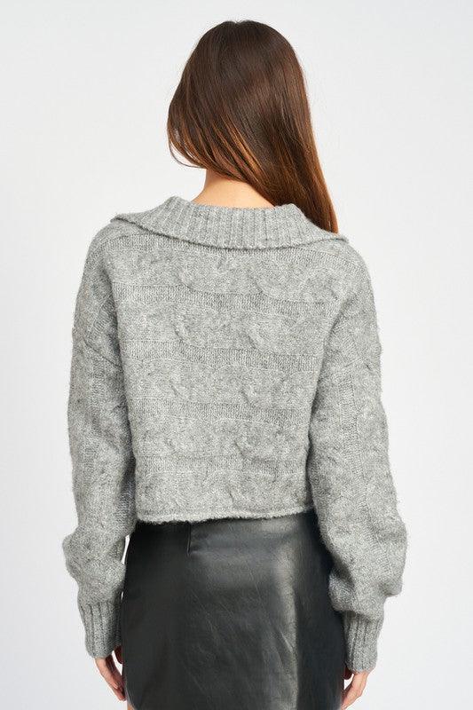 Refined Comfort | Collared Cableknit Boxy Sweater - Statement Piece NY