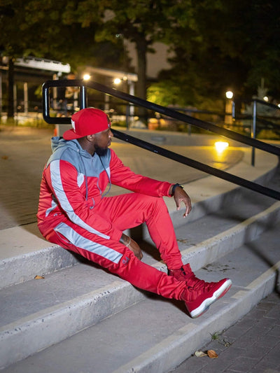 Socialite | Men's Tracksuit Red/Grey - Statement Piece NY