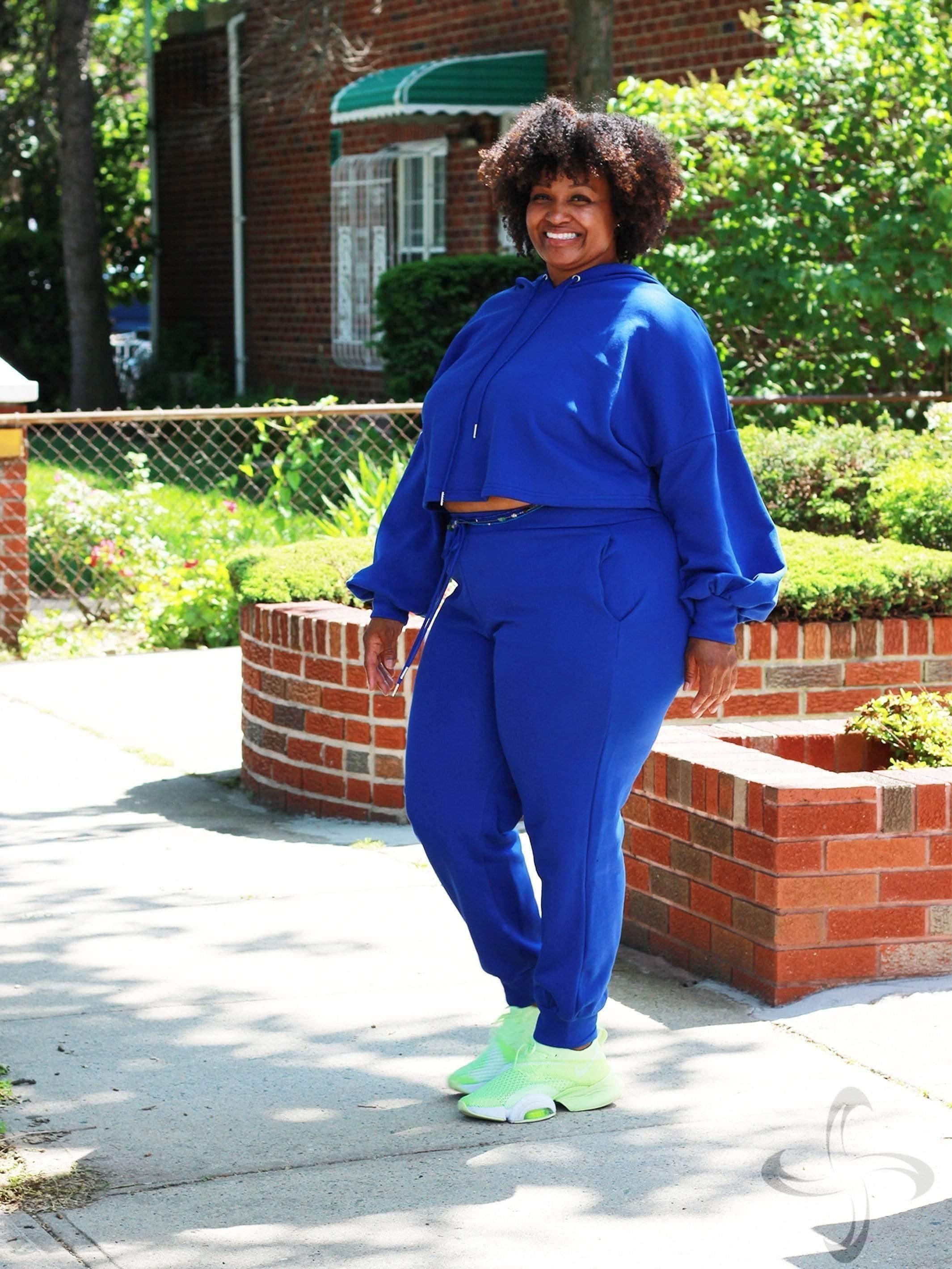 Jogger Outfits Girls Forever 21; Royal Blue, Cropped Hoodie