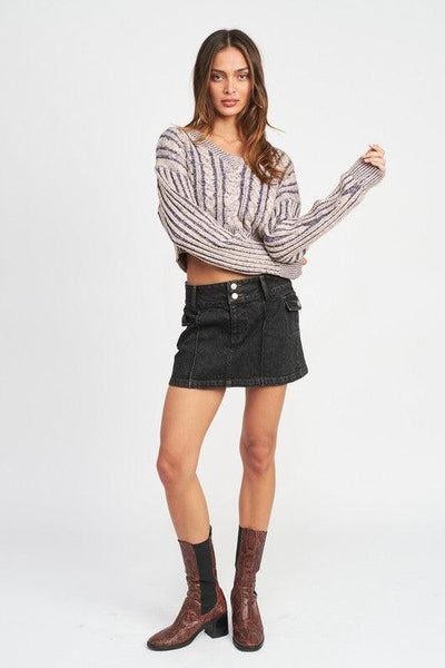Textured Harmony | Contrasted Cable Knit Sweater Top - Statement Piece NY