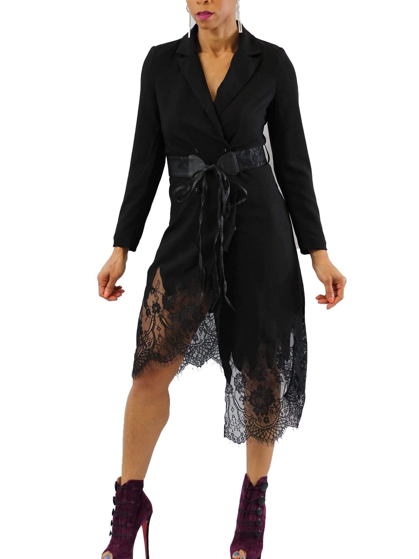 The Amazing Lace | Belted Blazer Dress SIZE MEDIUM - Statement Piece NY _tab_size-chart, belted blazer dress, black blazer dress, black dress, blazer, blazer dress, Brooklyn Boutique, chic, clearance, dress, Dresses, Fall, final sale, formal dress, lace, lace dress, Last One, Midi Dress, Misses, Monochrome, Ships from USA, SPNY Exclusive, Statement Clothing, statement piece, Statement Piece Boutique, statement piece ny, Statement Pieces, Statement Pieces Boutique, Women's Boutique Statement Dresses