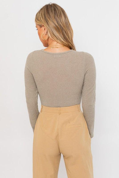 Timeless Charm | Long Sleeve Button Detail Bodysuit - Statement Piece NY