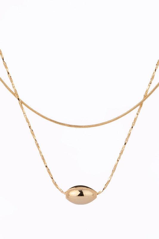 Two Layer | Oval pendant necklace - Statement Piece NY bar necklace, final sale, Gold necklace, Necklace Necklaces