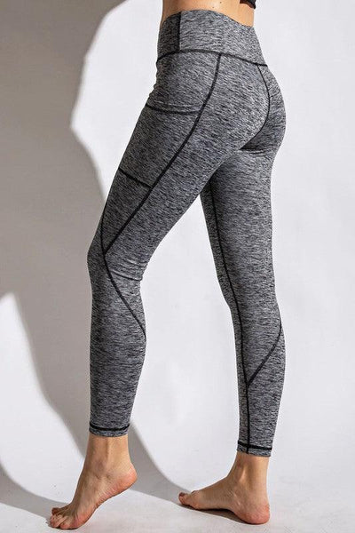 Two Tone Full Length Yoga Leggings - Statement Piece NY _tab_size-chart, activewear, black, Contemporary, grey, jumpsuit, Leggings, loungewear, set, sports bra, two piece, underclothes, yoga Activewear