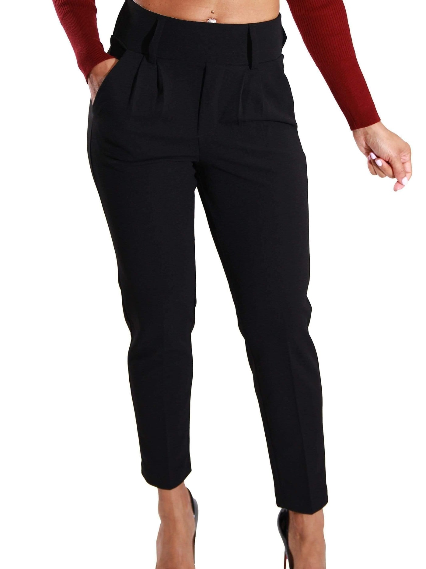 Works Tale | High Waisted Trousers SIZE SMALL - Statement Piece NY _tab_size-chart, Black, Bottoms, Brooklyn Boutique, casual, clearance, Fall, Fall Fashion, final, final sale, High Waisted, high waisted pants, Last One, Long Pants, Misses, Monochrome, pants, Ships from USA, Skinny Fit, SPNY Exclusive, Standard Fall, statement, statement bottoms, statement piece, Statement Piece Boutique, statement piece ny, Statement Pieces, Statement Pieces Boutique, Women's Boutique, work wear, Workwear Statement Bottoms