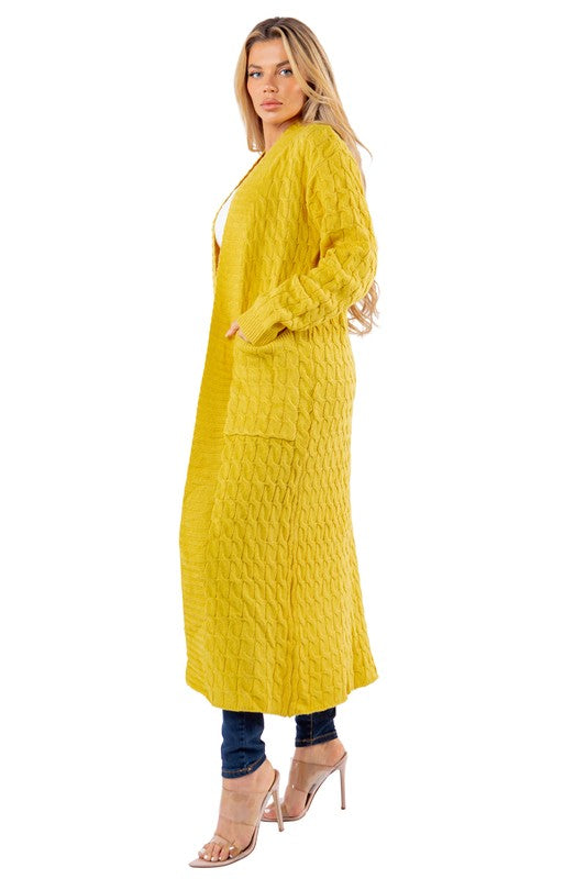 Long Maxi Sweater Cardigan | Grey or Yellow