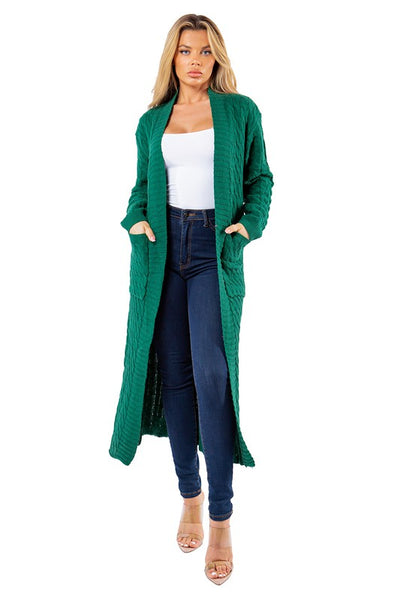 Long Maxi Sweater Cardigan | Green or Black